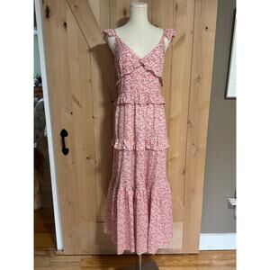 Petal & Pup Red and White Tiered Midi Sundress